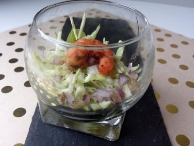 verrine chou et crevettes