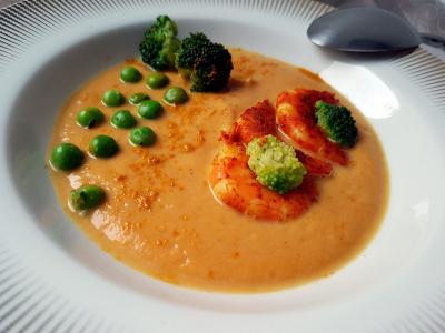 Creme butternut et petits pois